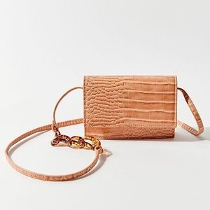 Neutral Vegan Leather Crossbody Tortoise Chain Bag